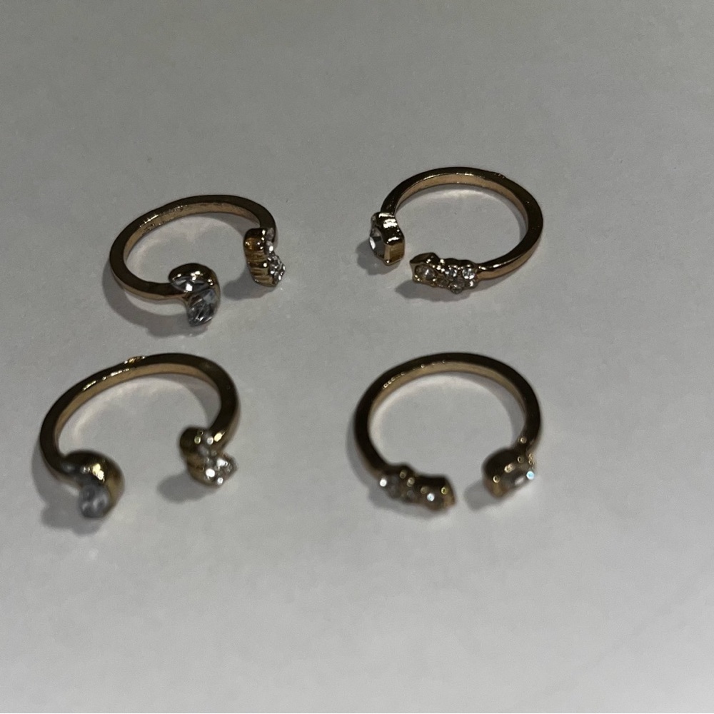 Gold Tone Faux Piercing Cuff Set Adjustable Fake Cartilage Nose Rings Ear Cuffs